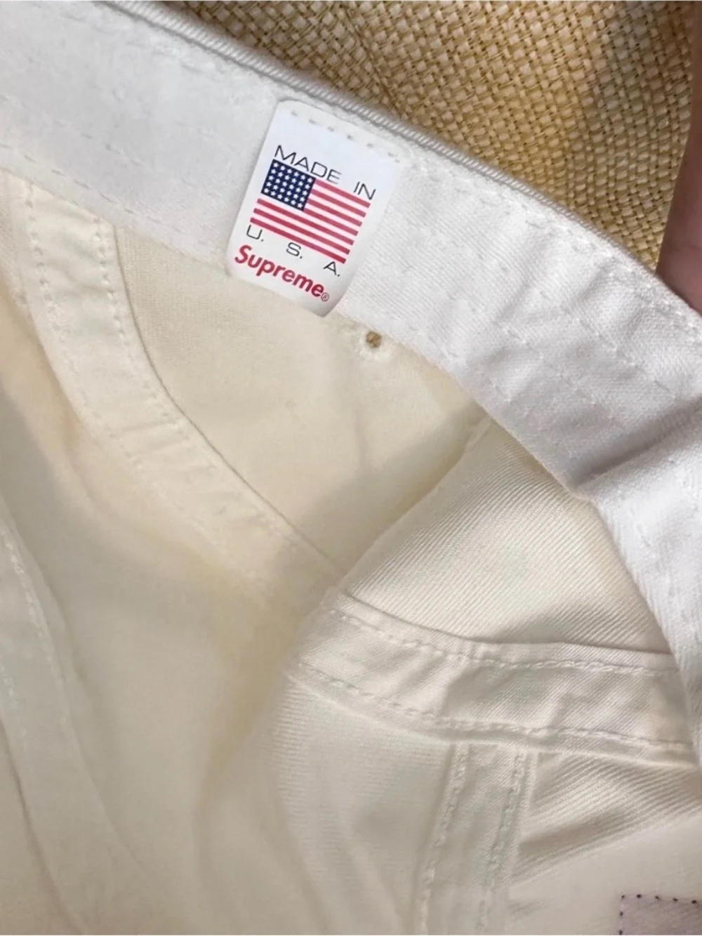 Supreme White Cap with Red Box Logo